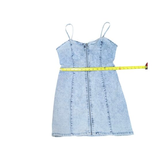 ๐ Denim Co. Zip-Front Acid Wash Denim Mini Dress โ Size 8 US โ EUC - Picture 9 of 10